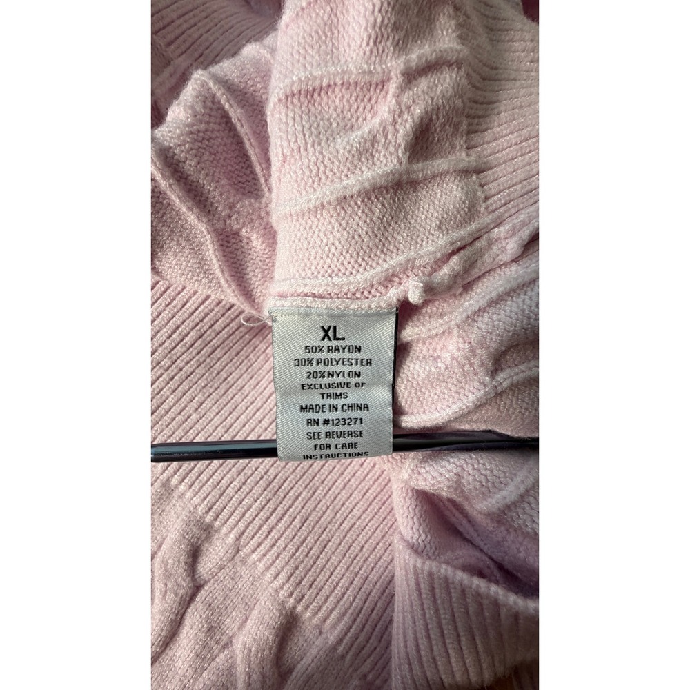 Urban Weekend Pink Cable Knit Teddy Bear Sweater Crewneck Cozy Coquette PreppyXL - Picture 4 of 6